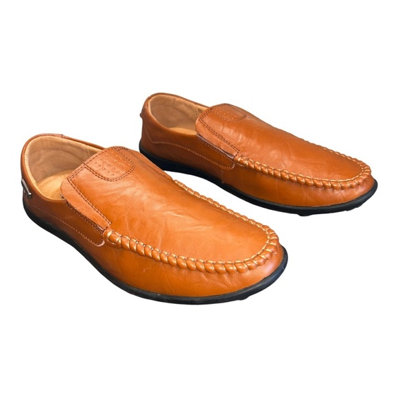 FASHION Men’s Leather Slip-On Loafers | Classic Comfort, tan, Size: 10.5 (EU 44) main image 12